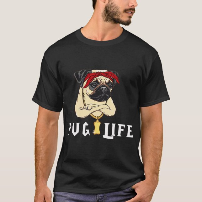 Camiseta Vida divertida y linda de Pug (Anverso)
