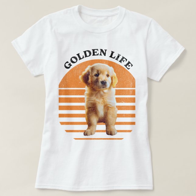 Camiseta Vida dorada: Adorable Cachorro dorado (Diseño del anverso)