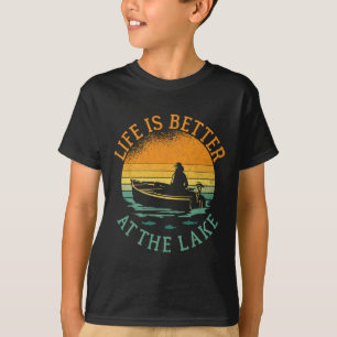 Camiseta Vida en el lago Barqueros Pescadores Kayak Vela Ca