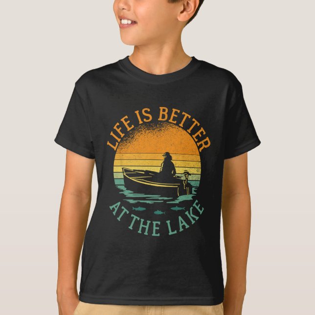 Camiseta Vida en el lago Barqueros Pescadores Kayak Vela Ca (Anverso)