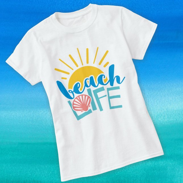 Camiseta Vida en la playa Sunshine Seashell Cute vacaciones (Subido por el creador)