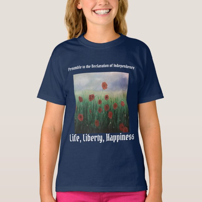 Camiseta Vida hermosa, libertad y búsqueda de la felicidad (Anverso)