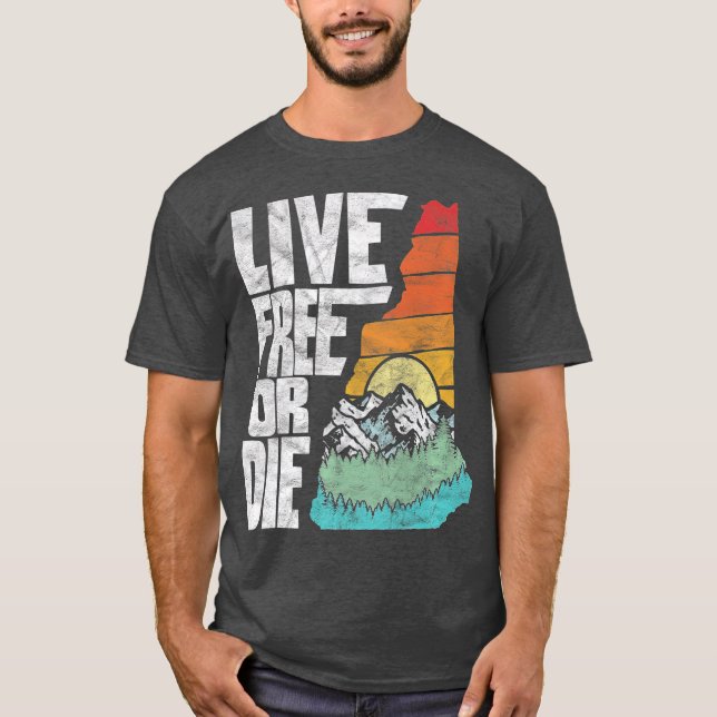 Camiseta Vida libre o muerte Retro Nuevo Hampshire Naturale (Anverso)