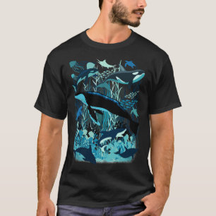 Camiseta Vida marina tonos azules sueño paisaje submarino