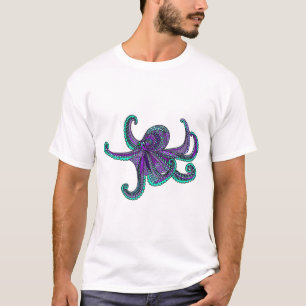 Camiseta Vida marina verde azulada púrpura del océano del