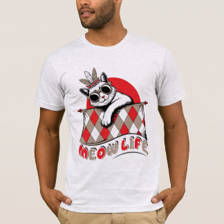 Camiseta Vida Maullido Divertida Gato Genial