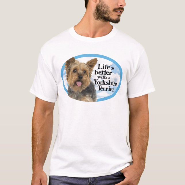 Camiseta Vida mejor con un Yorkie (Anverso)