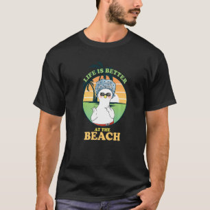 Camiseta Vida Mejor En Beach Duck Vacation Palm Tree Summ