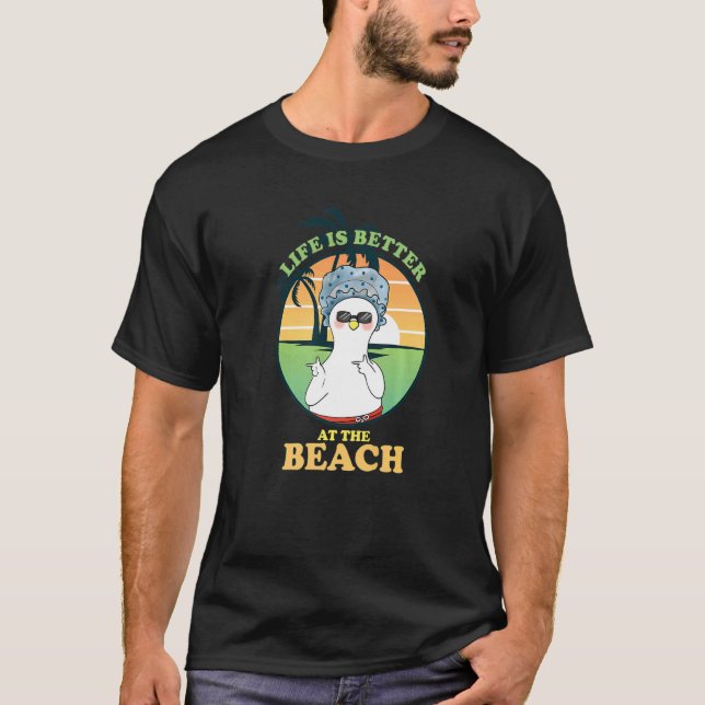 Camiseta Vida Mejor En Beach Duck Vacation Palm Tree Summ (Anverso)