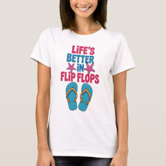 Camiseta Vida mejor en Flip Flops, vacaciones de verano