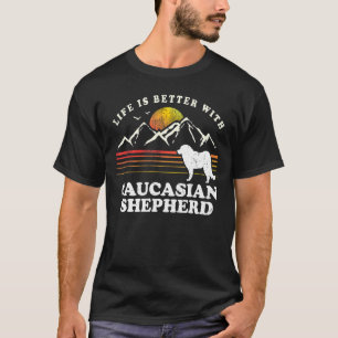 Camiseta Vida Mejor Pastor Caucásico Vintage Perro Mamá Pap