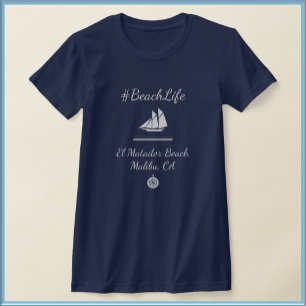 Camiseta Vida Náutica en la Playa del Personalizable Azul