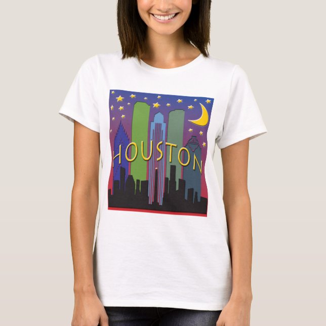 Camiseta Vida nocturna del horizonte de Houston (Anverso)