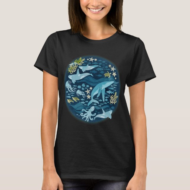 Camiseta Vida oceánica en turquesa (Anverso)