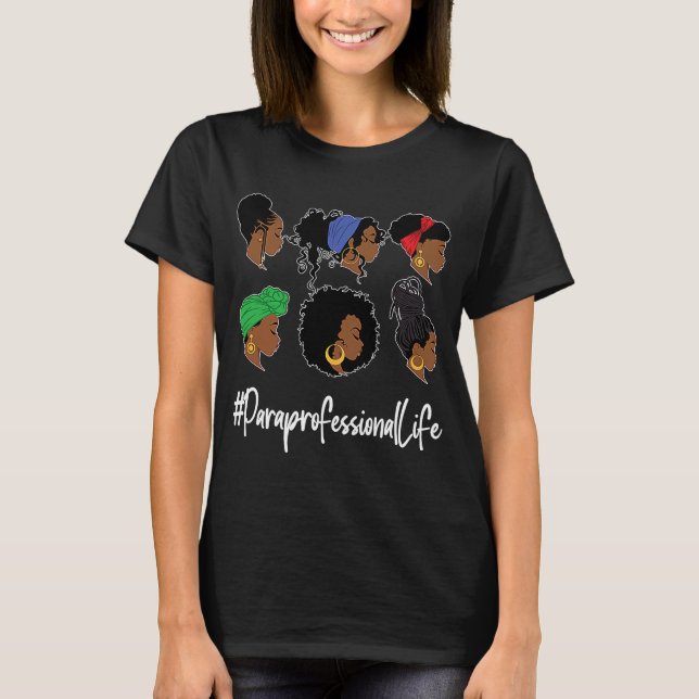 Camiseta Vida paraprofesional Afro-Afro-Americano Negro (Anverso)