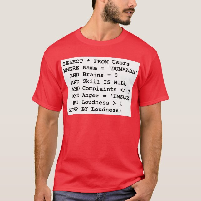 Camiseta Vida real SQL (Anverso)