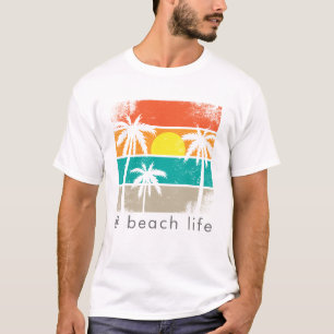 Camiseta Vida Retro Beach Life, Silhouette blanca