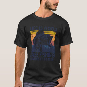 Camiseta Vida Retro De Buena Pesca De Lubina La Hace Mejor