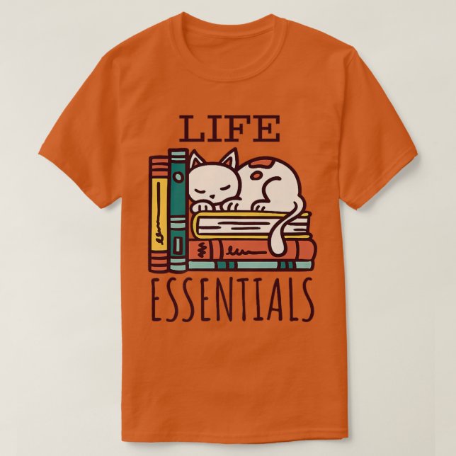 Camiseta Vida s, Libros Y Gatos (Diseño del anverso)