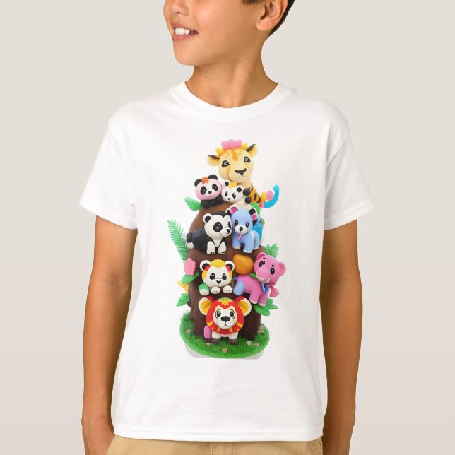 Camiseta Vida salvaje de animales coloridos (Anverso)
