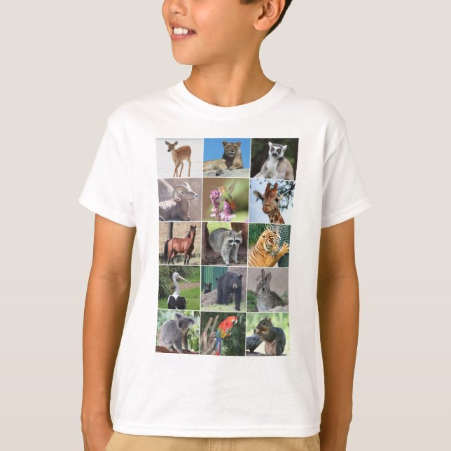 Camiseta Vida silvestre 15 animales capturados en el bosque (Anverso)