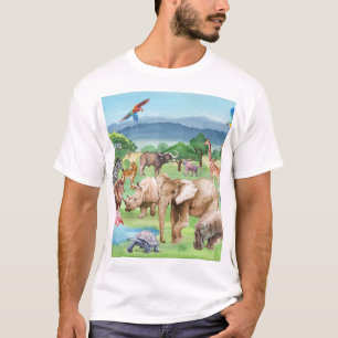 Camiseta Vida silvestre africana: fondo de escritorio acuar