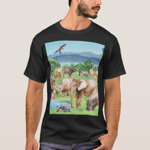 Camiseta Vida silvestre africana: fondo de escritorio acuar