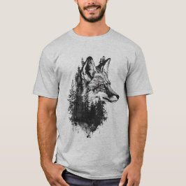 Camiseta Vida silvestre de lobo de doble exposición
