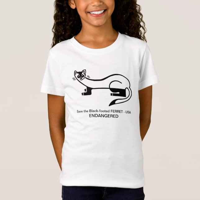 Camiseta Vida silvestre - FERRET de pie negro - en peligro  (Anverso)