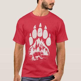 Camiseta Vida silvestre Oso Pata Naturaleza Camping retro
