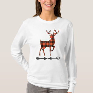 Camiseta Vida silvestre rusa Red Black Gold Plaid Deer