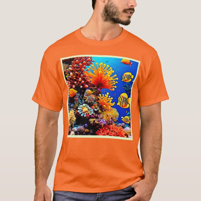 Camiseta Vida submarina colorida del océano (Anverso)