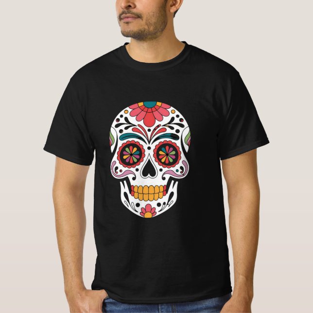 Camiseta Vida y muerte" - Colección de cráneo de azúcar (Anverso)