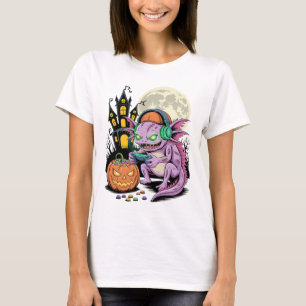 Camiseta Video de Castillo Embrujado de Halloween Zombie Ax