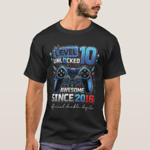 Camiseta Video de cumpleaños de jugador nivel 10 desbloquea