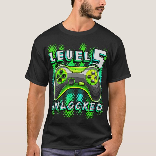 Camiseta Video de nivel 5 desbloqueado 5º Jugador de cumple (Anverso)