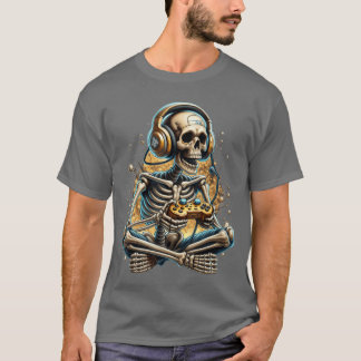 Camiseta Video divertido de juegos de Halloween esqueleto j