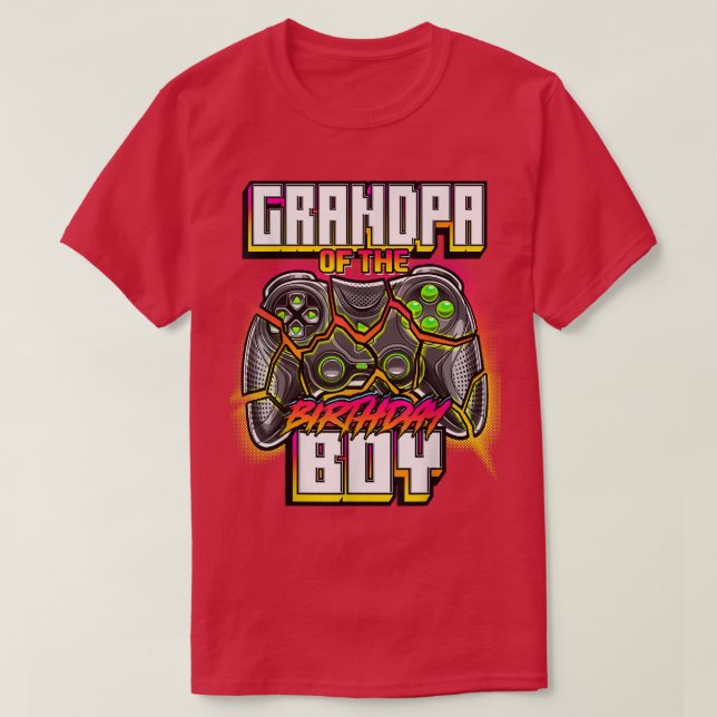 Camiseta Video familiar del abuelo del niño de cumpleaños c (Diseño del anverso)