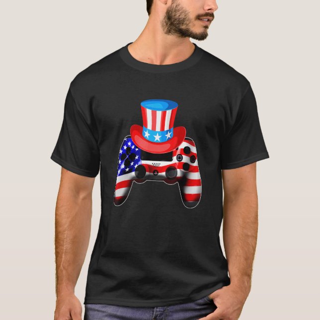 Camiseta Video Game 4 Of July Controller American Flag Ki (Anverso)