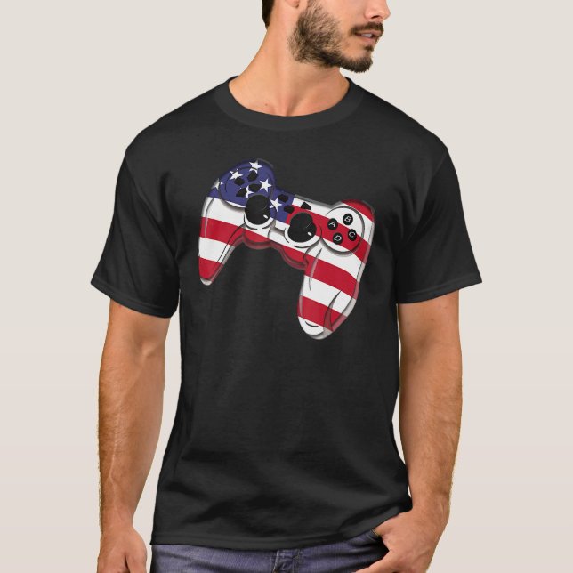 Camiseta Video Game 4th Of July Controller American Flag (Anverso)