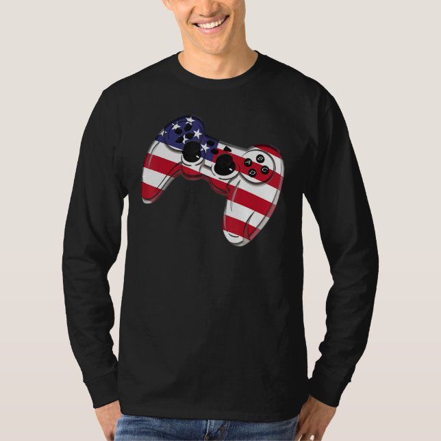 Camiseta Video Game 4th Of July Controller American Flag (Anverso)