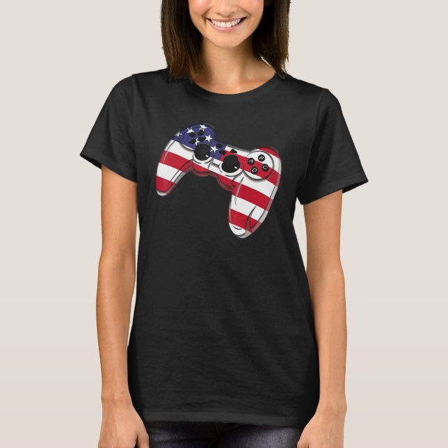 Camiseta Video Game 4th Of July Controller American Flag (Anverso)