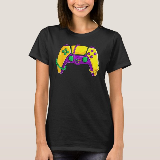 Camiseta Video Game Beads Kids Mardi Gras Shirts, Gamer Boy (Anverso)