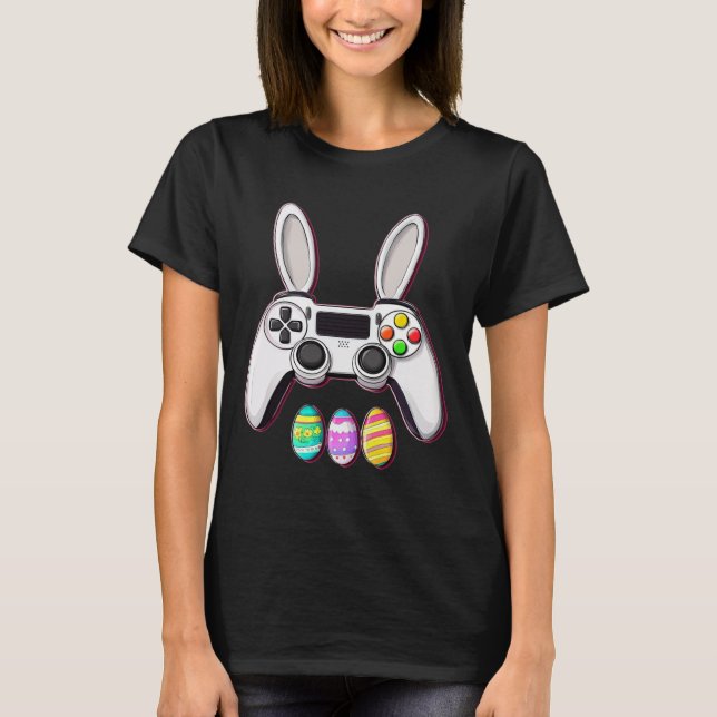 Camiseta Video Game Bunny Eggs Controller Easter Day Gaming (Anverso)