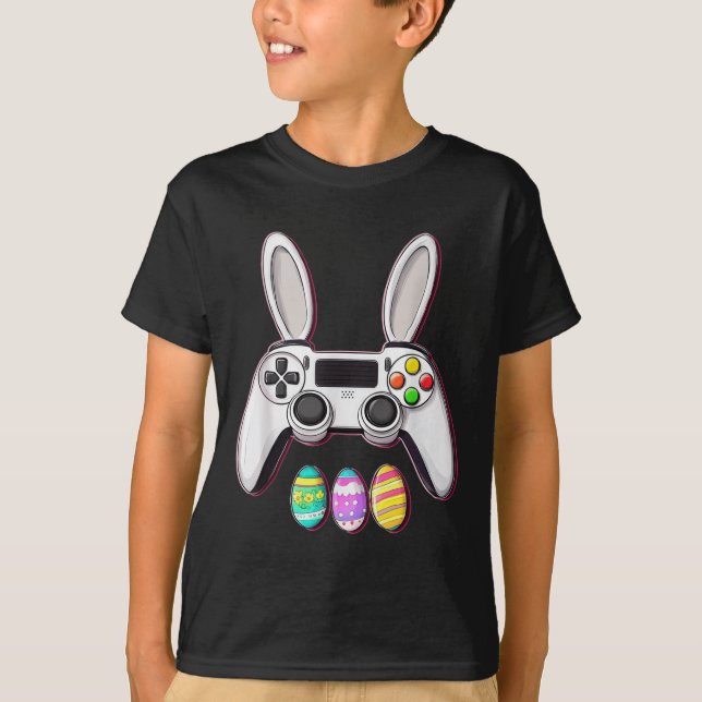 Camiseta Video Game Bunny Eggs Controller Easter Day Gaming (Anverso)