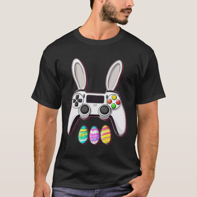 Camiseta Video Game Bunny Eggs Controller Easter Day Gaming (Anverso)