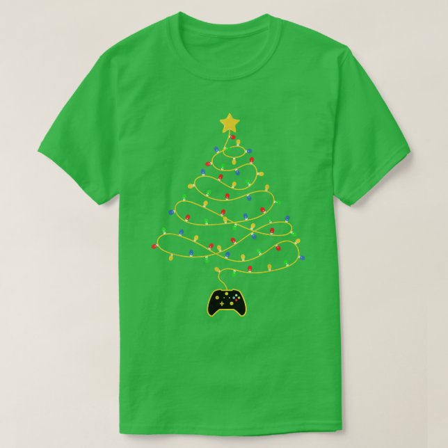 Camiseta Video Game Christmas Tree Light Gaming Controller (Diseño del anverso)
