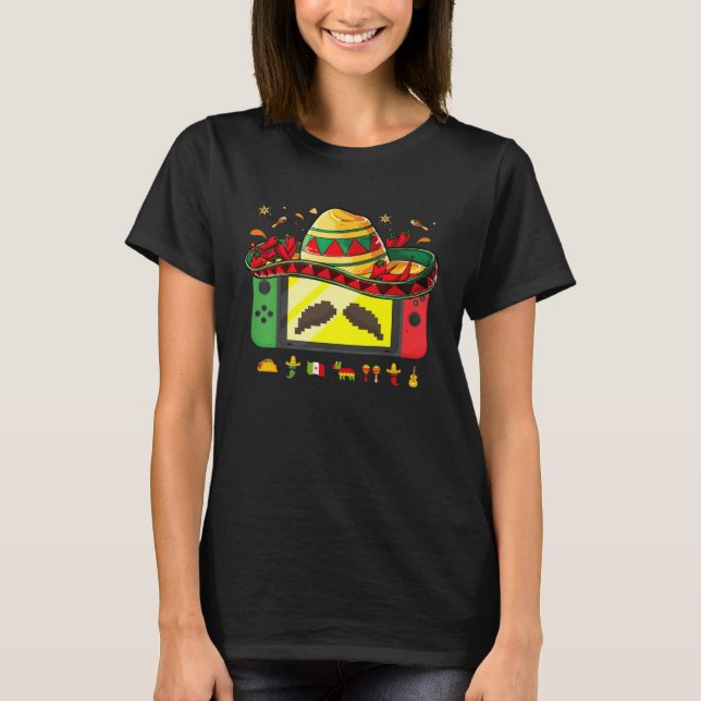 Camiseta Video Game Cinco De Mayo Gamer Let s Fiesta Mexica (Anverso)