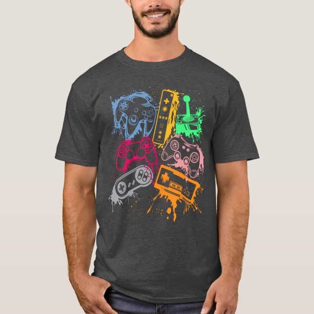 Camiseta Video Game Console Controllers Retro 80s 90s Arcad (Anverso)