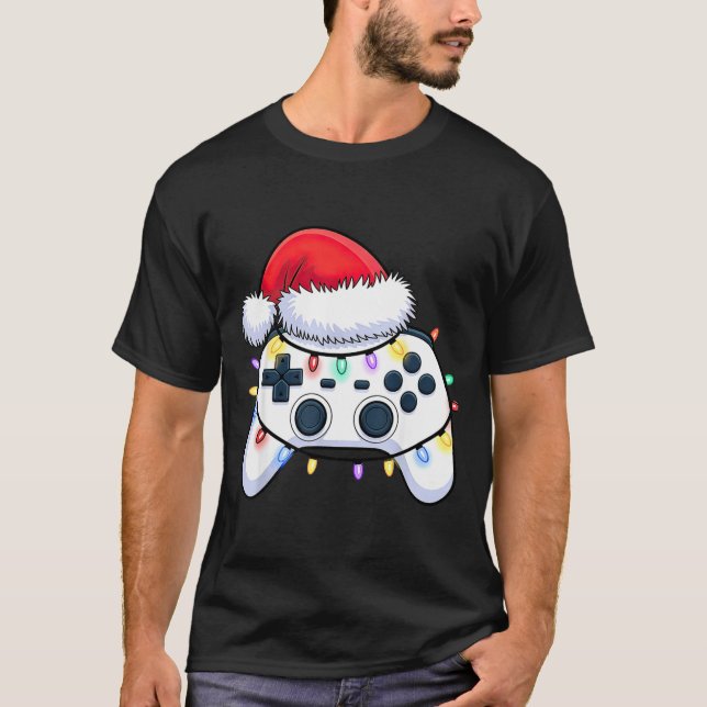 Camiseta Video Game Controller Christmas Santa Hat Gamer Bo (Anverso)